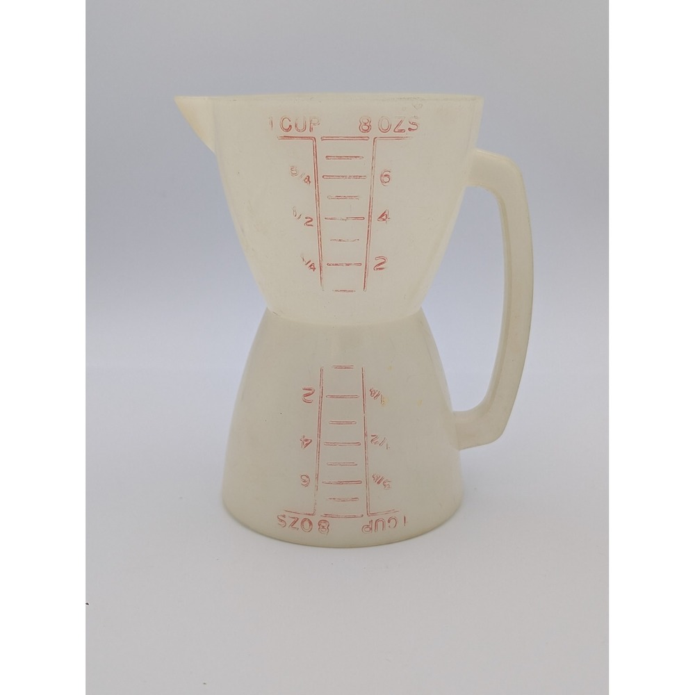 Vintage Tupperware Measuring Cup Two-Sided Double Wet Dry 8 Oz 1 Cup Hourglass